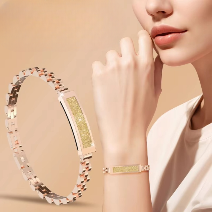 Smartes Edelstahl-Kettenarmband mit Fitness-Tracker und diskretem LED-Statuslicht 0