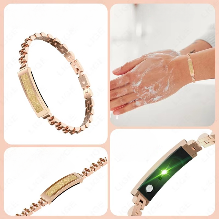 Smartes Edelstahl-Kettenarmband mit Fitness-Tracker und diskretem LED-Statuslicht 6