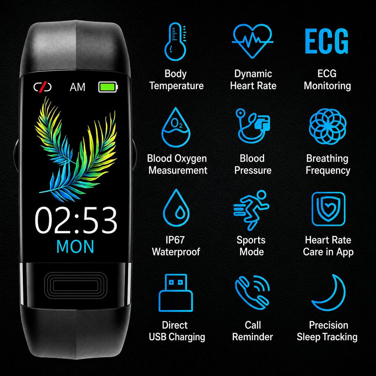 Smartwatch mit EKG, Blutdruckmessung und Schlaftracking für Gesundheit und Alltag 1