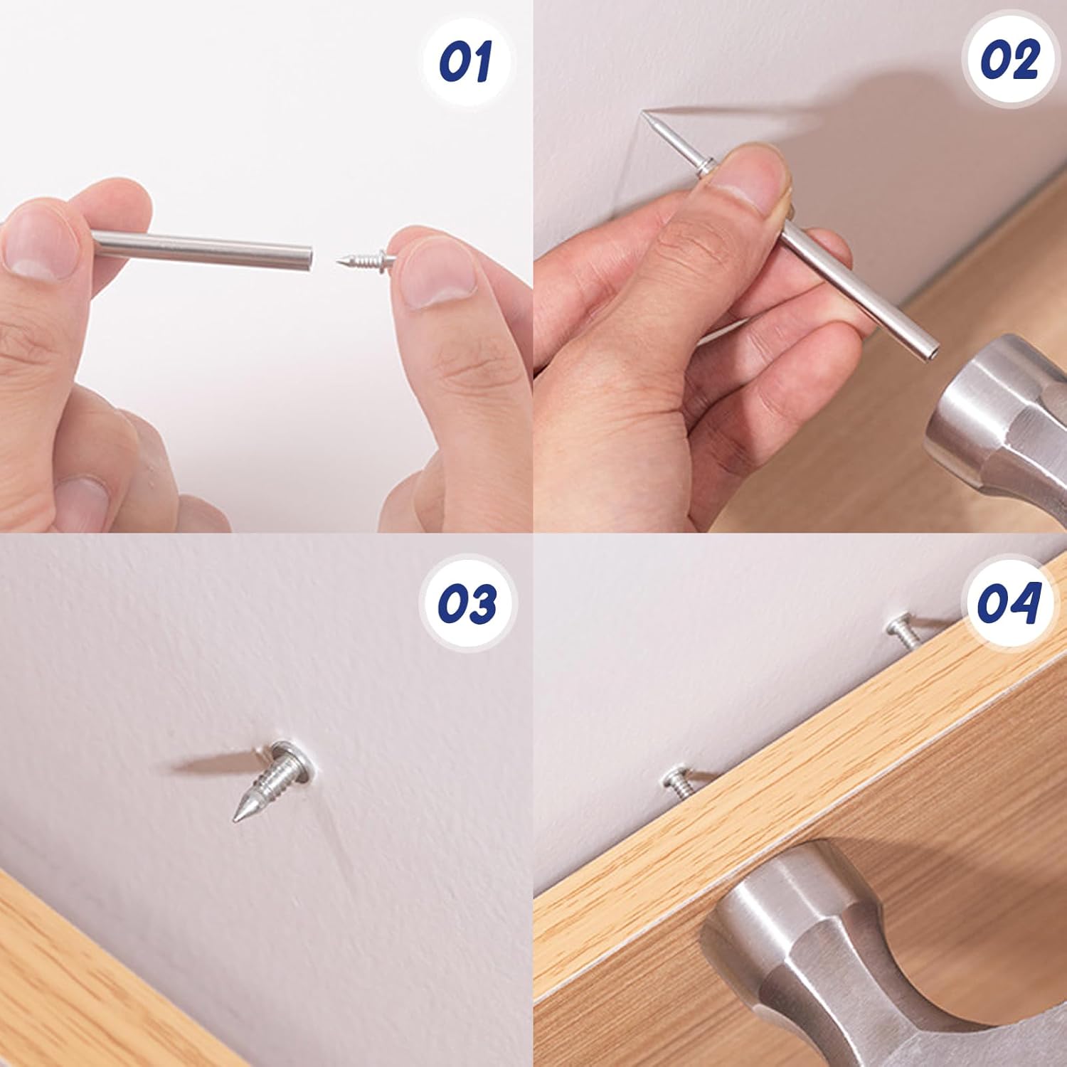 Sockelleisten Nägel Set mit Doppelkopf-System, 100 Stück, für präzise Montage 4