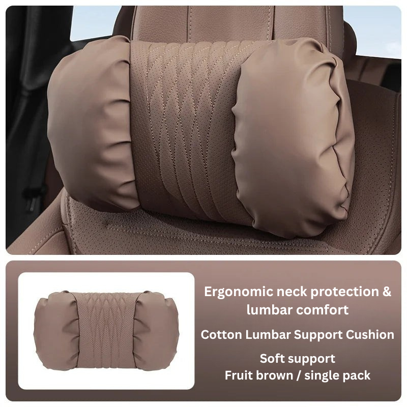 Ensemble appuie-tête & coussin lombaire auto – Matériau PU rembourré & Design confort 2 pièces