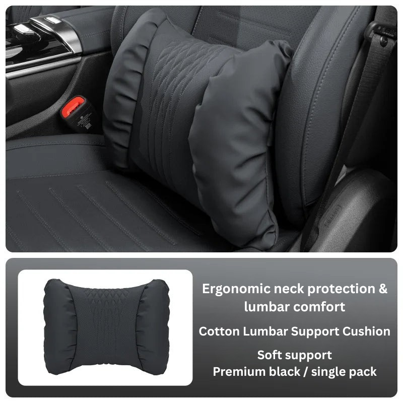 Ensemble appuie-tête & coussin lombaire auto – Matériau PU rembourré & Design confort 2 pièces