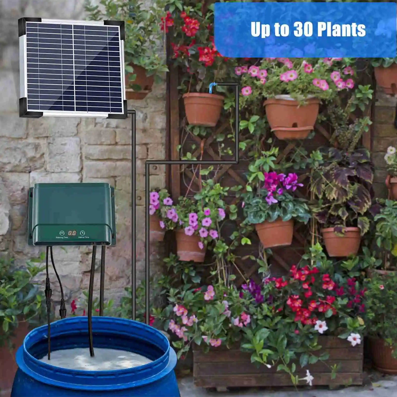 Solar-Tropfbewässerungssystem-Kit Automatisches Bewässern mit 30 Modi & 7 Timern – AquaFlow 4