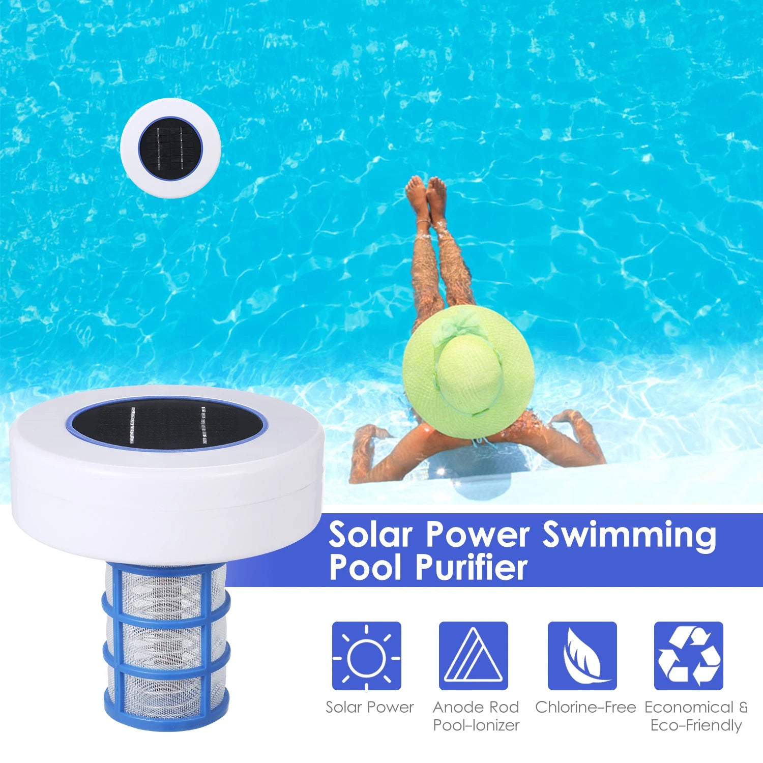 Solarbetriebener Poolreiniger mit Kupferanode, umweltfreundlich und wartungsfrei 0