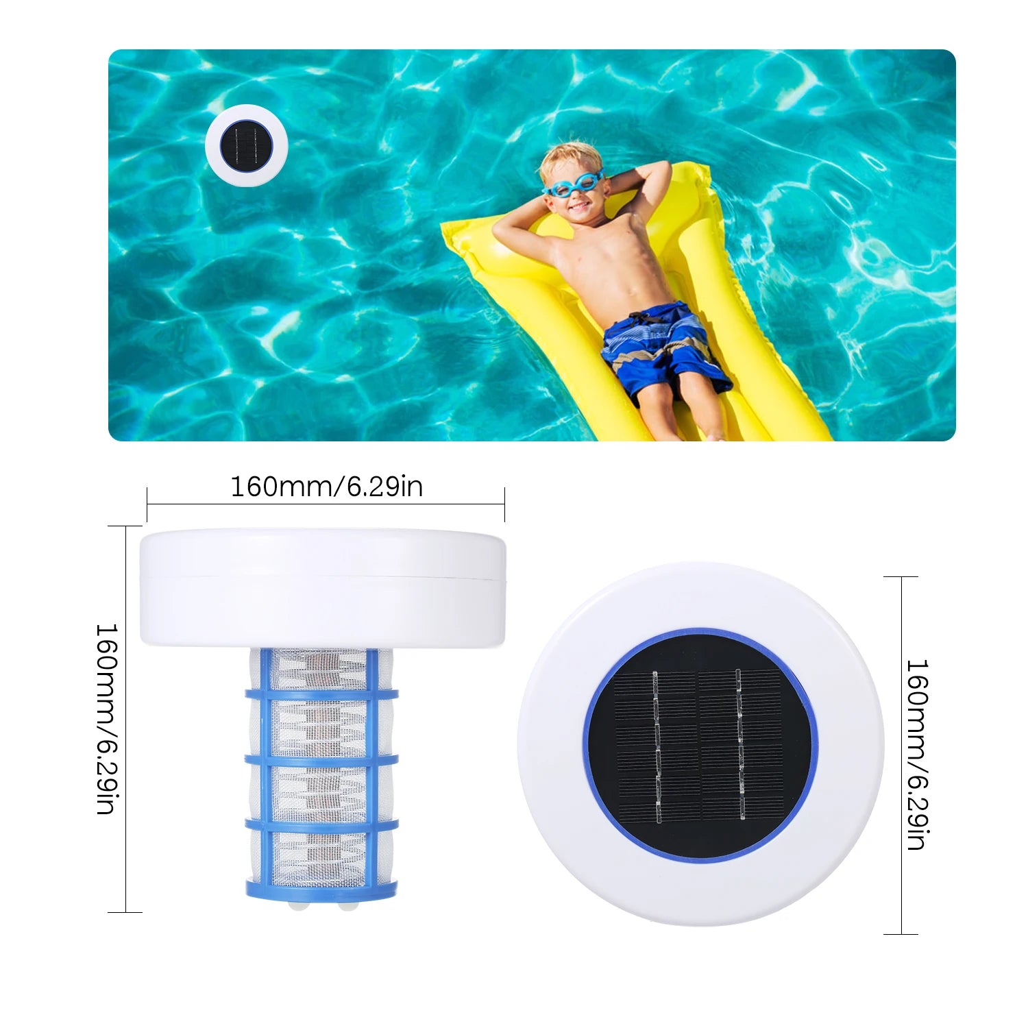 Solarbetriebener Poolreiniger mit Kupferanode, umweltfreundlich und wartungsfrei 2