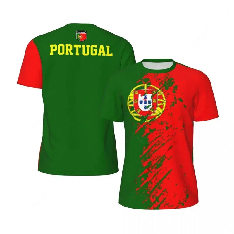 Sportief Heren T-Shirt 3D Bedrukt Portugal, Ademend Katoen, Casual & Sportief 1
