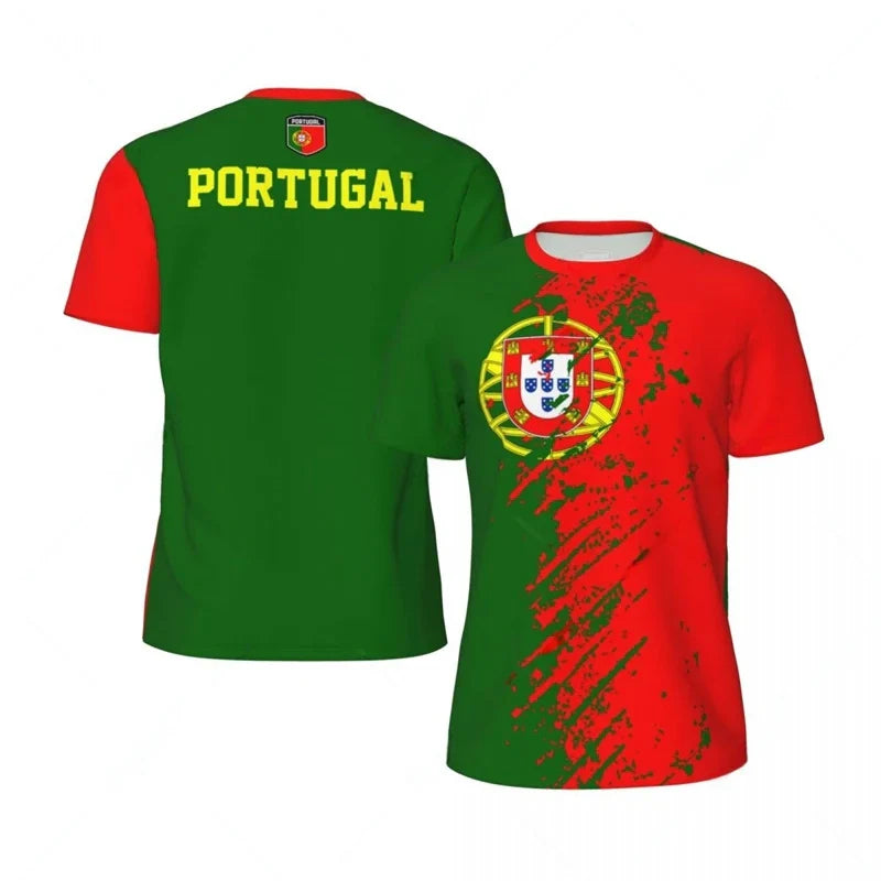 Sportief Heren T-Shirt 3D Bedrukt Portugal, Ademend Katoen, Casual & Sportief 2