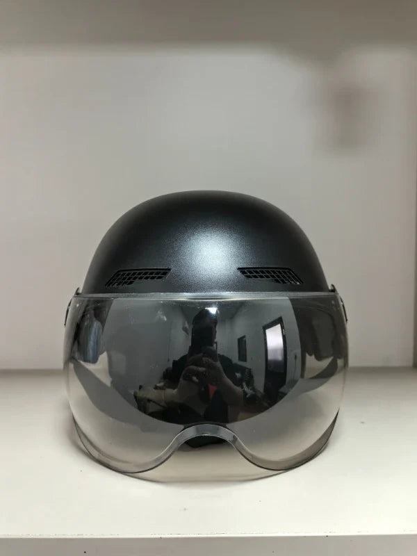 Stijlvolle Vintage Motorhelm Heren met Bril voor Stadsfietsen en E-bikes 5
