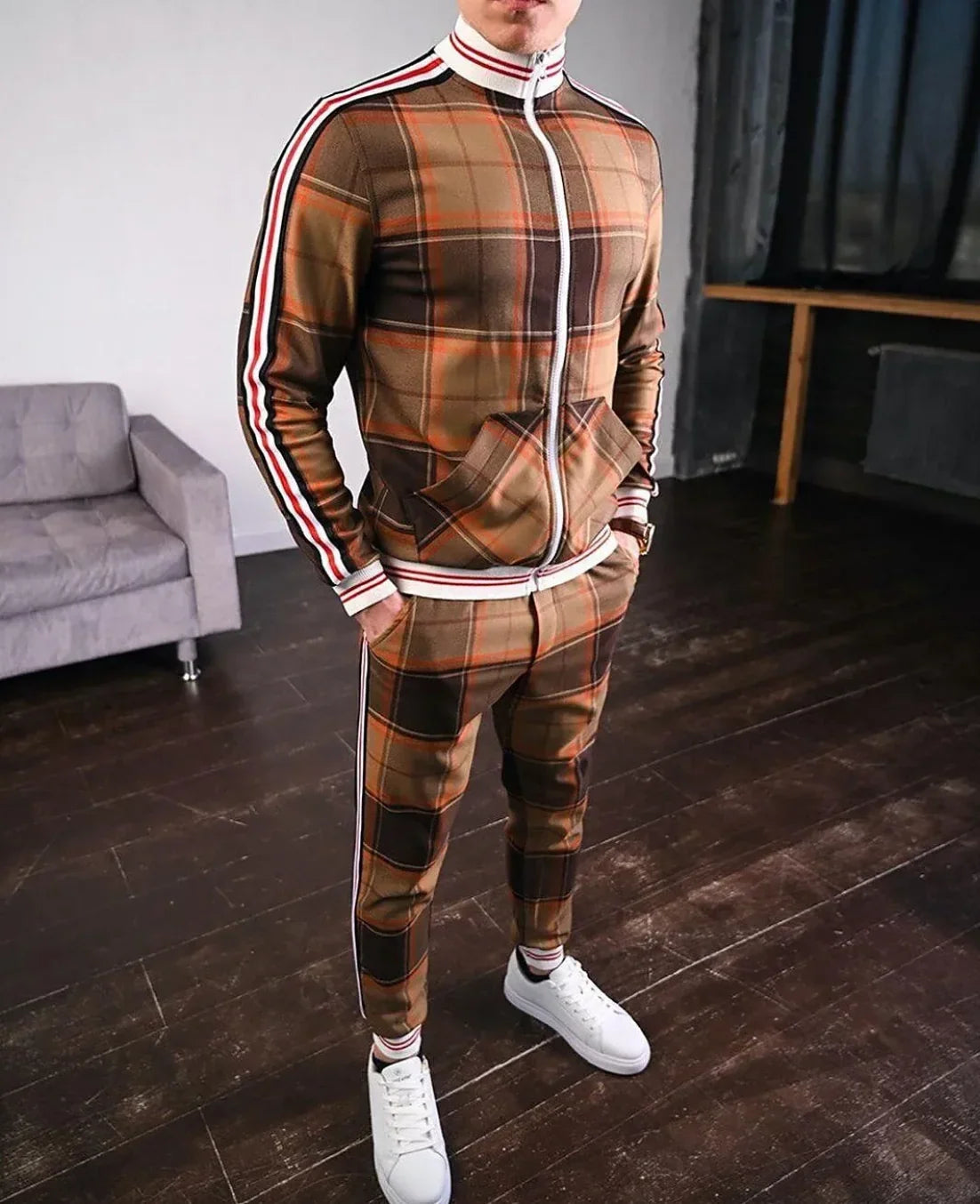 Stylish Men's Training Set with Check Pattern – Dorian 3