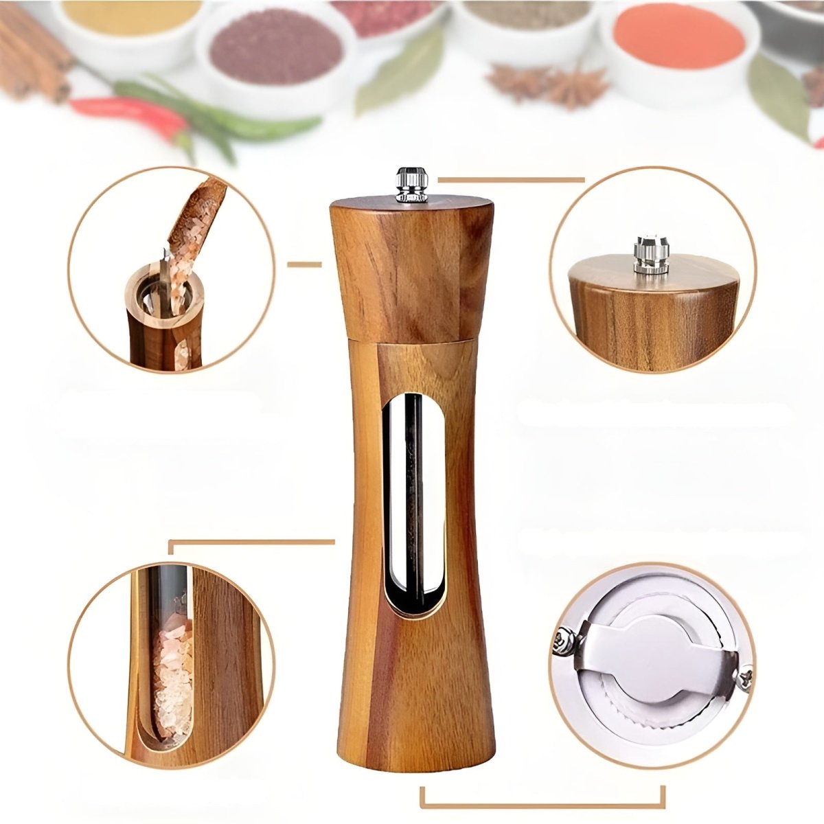 TABLEOAK – Elegante Salz- und Pfeffermühlen aus Holz für präzises Würzen 8