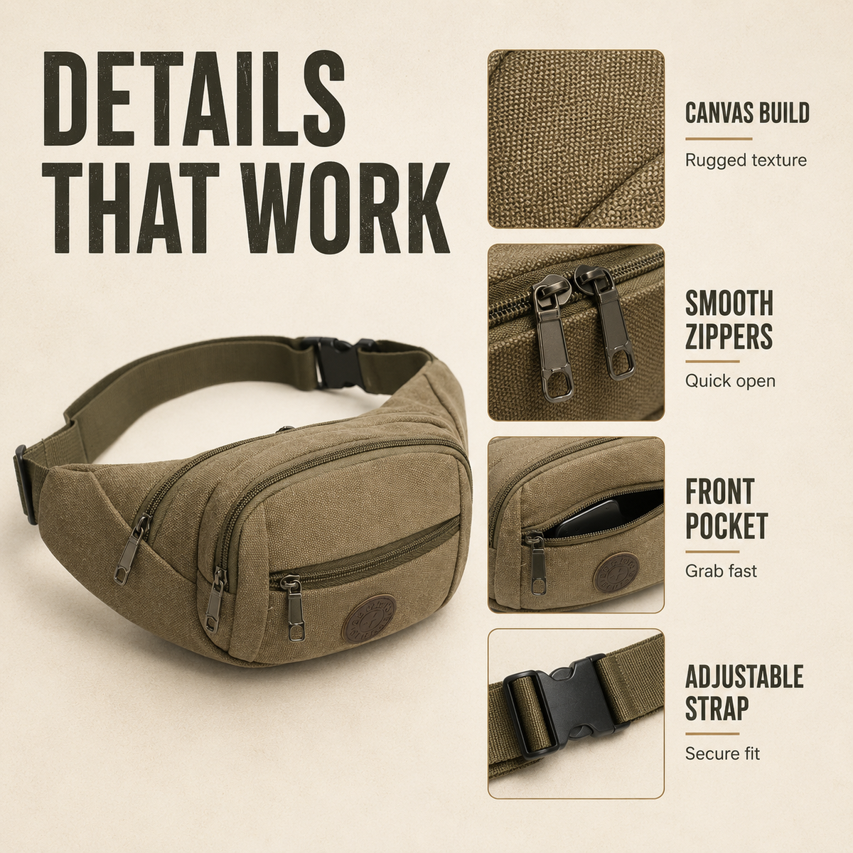 Thrives Outdoor | Trailridge Lightweight Canvas Waist Pack 3