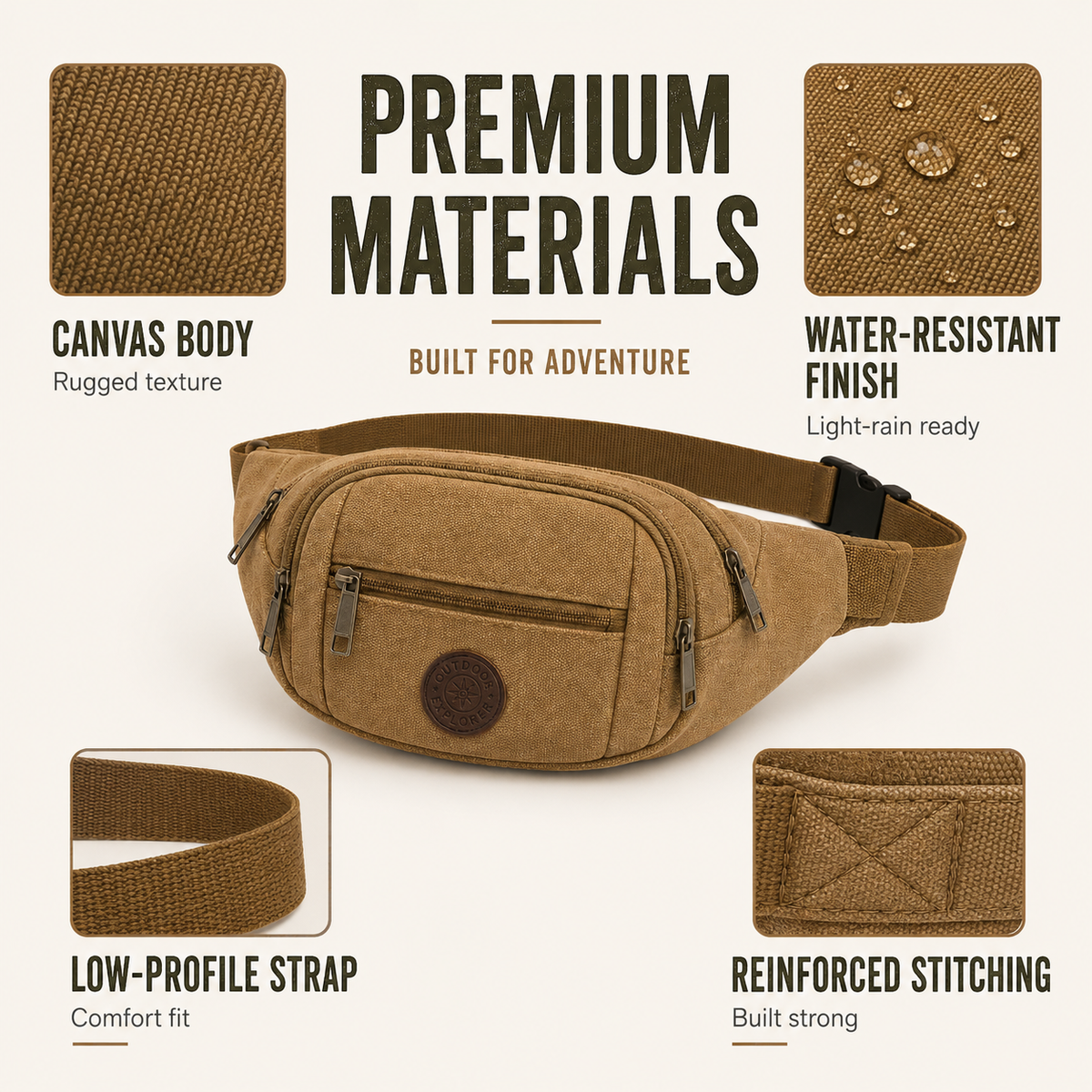 Thrives Outdoor | Trailridge Lightweight Canvas Waist Pack 4