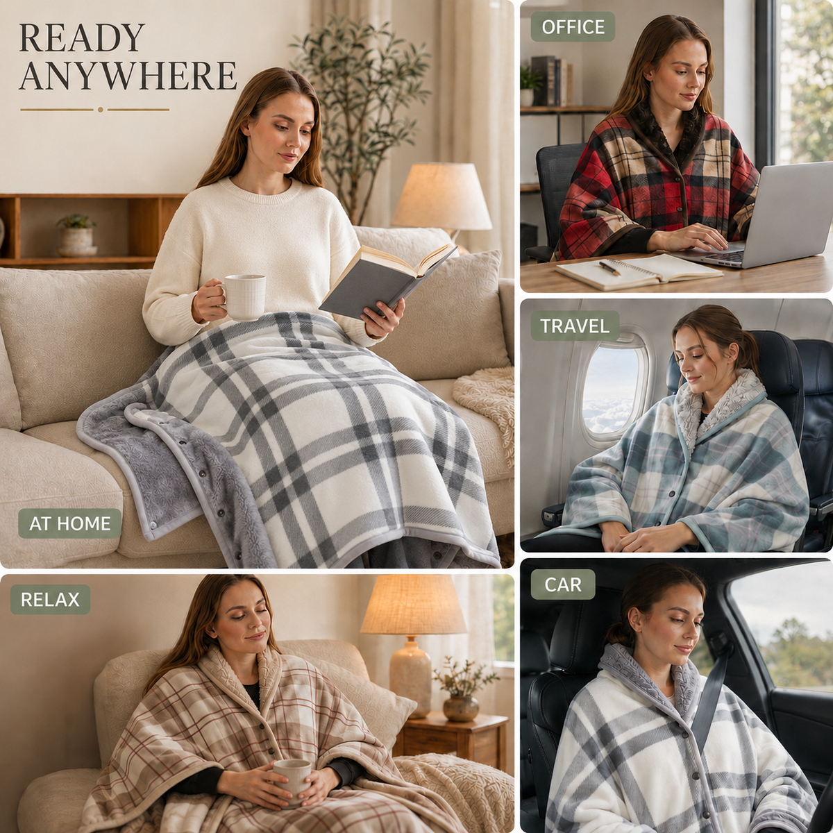 Thrives Outdoor | Wearable Flannel Shawl Blanket 5