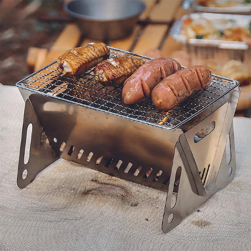 Tragbarer Edelstahl-Grill für Camping und Garten, zusammenklappbar, leicht und langlebig 5