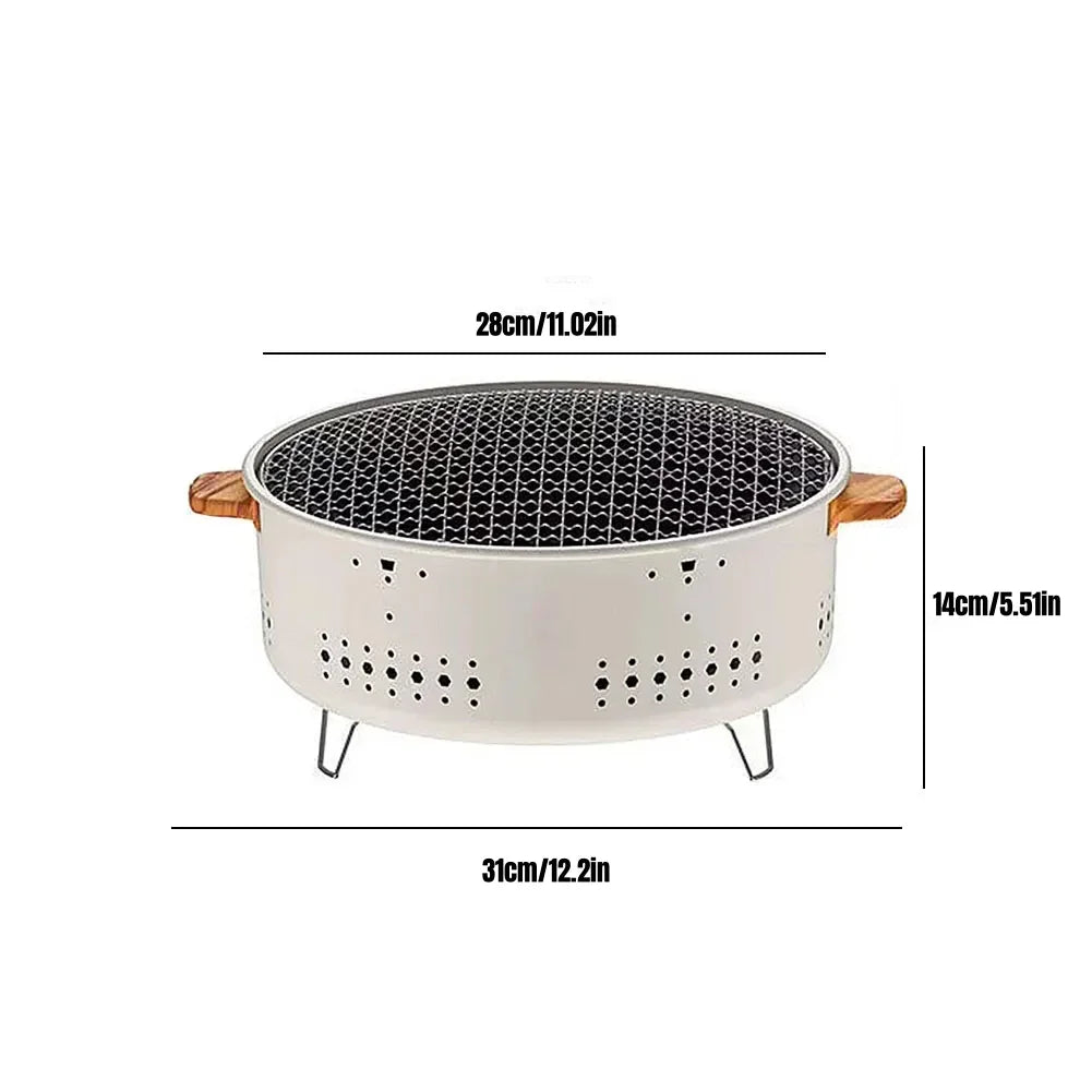 Tragbarer Holzkohlegrill aus Edelstahl und Gusseisen für Camping und Outdoor, kompakt und vielseitig 5