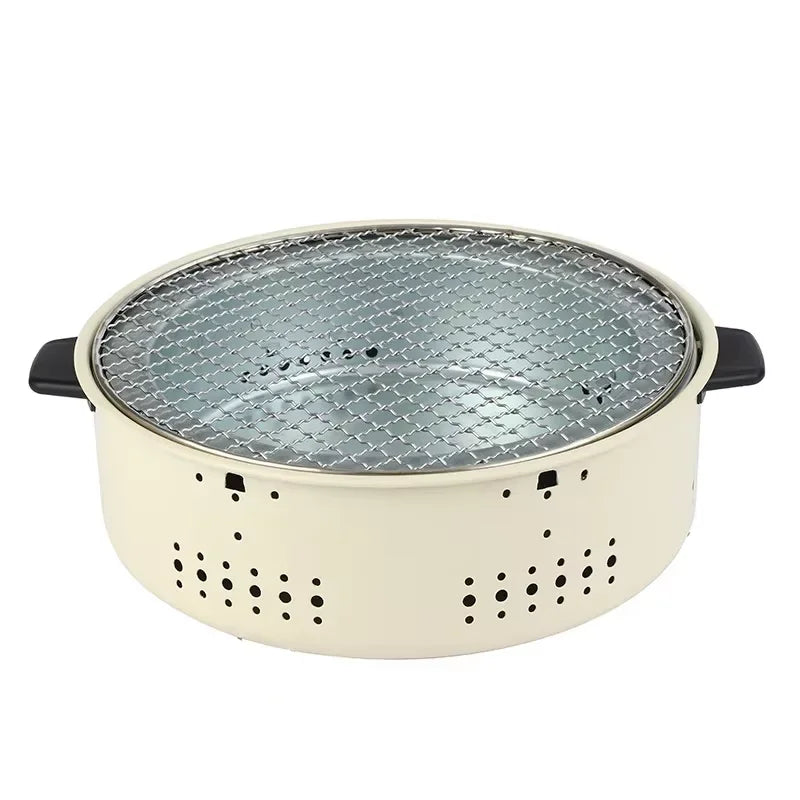 Tragbarer Holzkohlegrill aus Edelstahl und Gusseisen für Camping und Outdoor, kompakt und vielseitig 6
