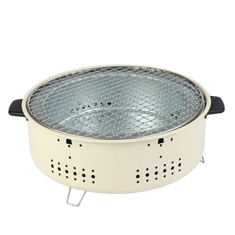 Tragbarer Holzkohlegrill aus Edelstahl und Gusseisen für Camping und Outdoor, kompakt und vielseitig 8