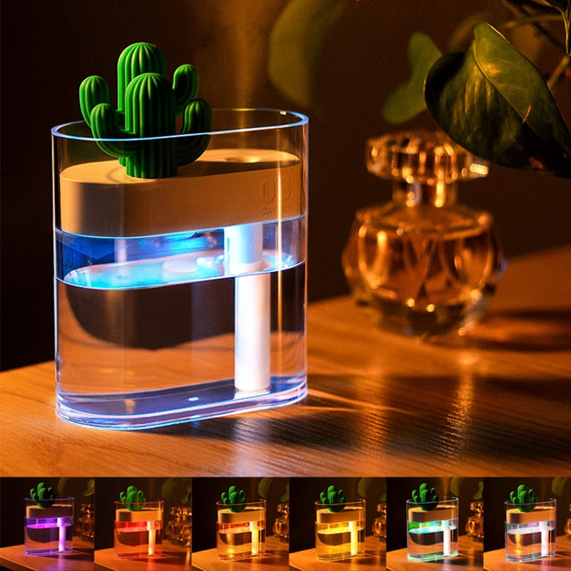 Cactiva – Ultraschall Aromadiffusor Kaktus mit LED-Licht 160 ml