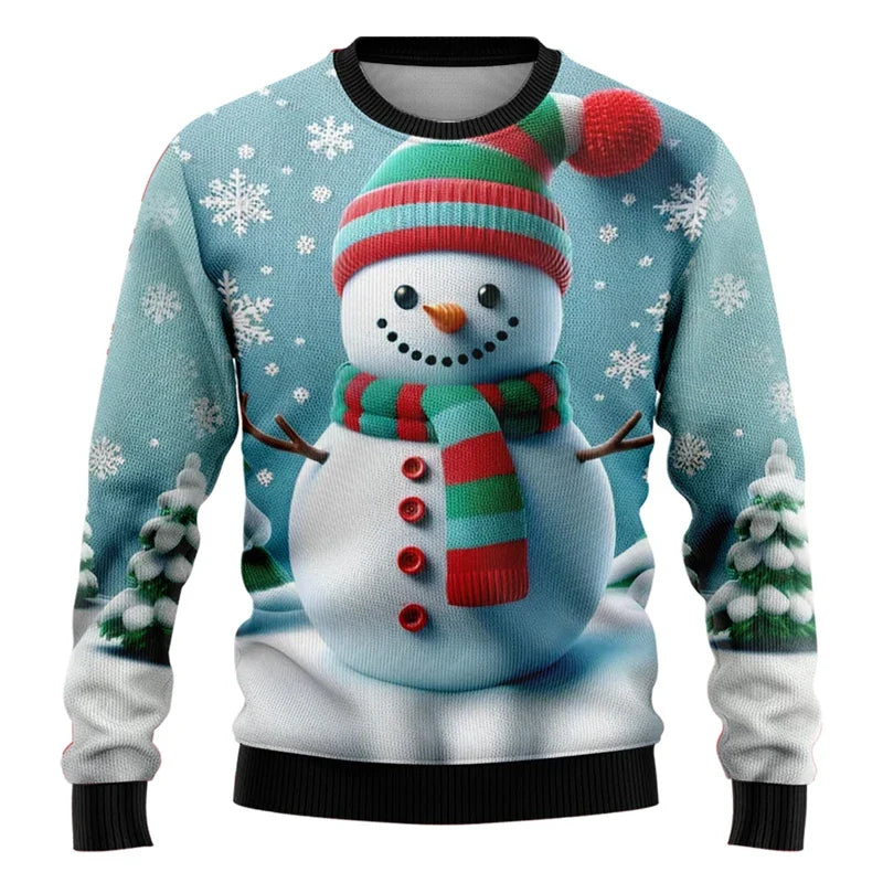 Unisex 3D Kersttrui met Sneeuwman en Kerstman - Foute Kersttrui voor Dames en Heren 6