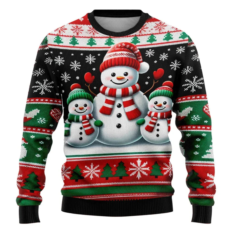 Unisex 3D Kersttrui met Sneeuwman en Kerstman - Foute Kersttrui voor Dames en Heren 7