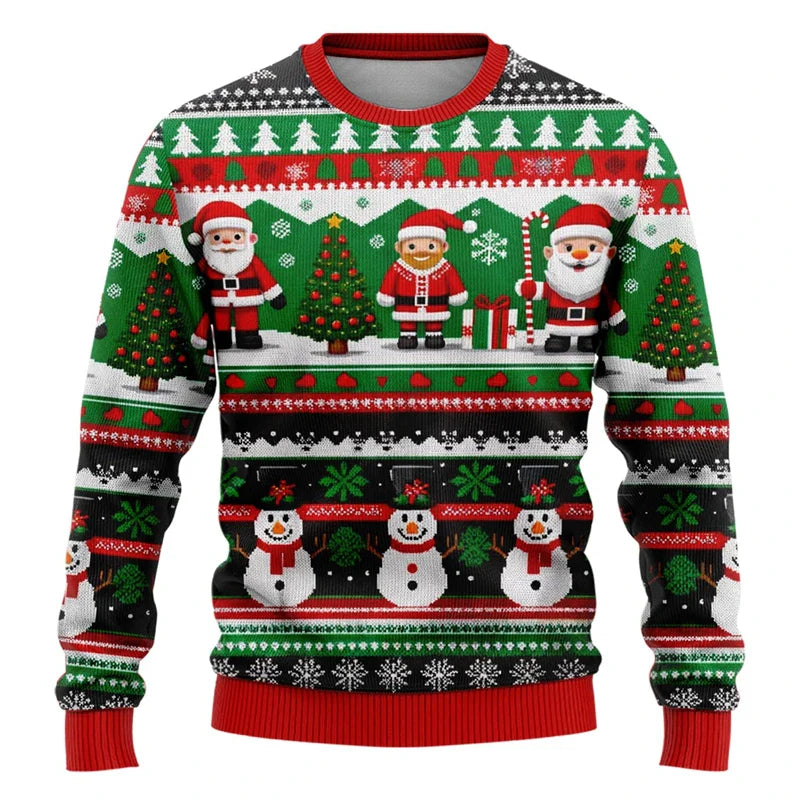 Unisex 3D Kersttrui met Sneeuwman en Kerstman - Foute Kersttrui voor Dames en Heren 8