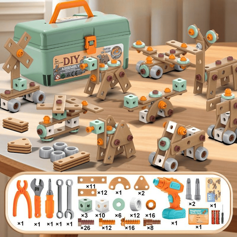 Kinder Werkzeugkoffer – Großes Bau-Set mit Elektrischem Schrauber & Viel Zubehör