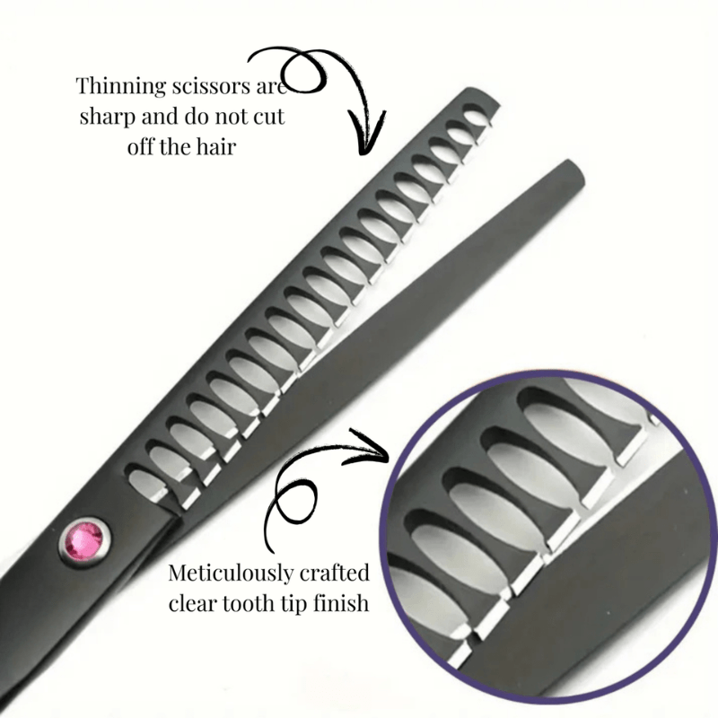 Set forbici per cani – Set per la cura in 4 pezzi con lame in acciaio inox e custodia