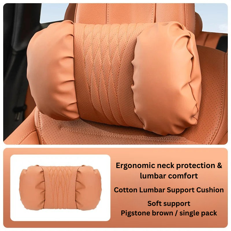 Ensemble appuie-tête & coussin lombaire auto – Matériau PU rembourré & Design confort 2 pièces