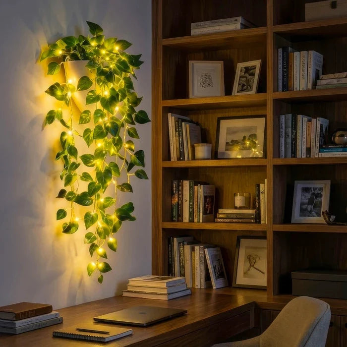 Efeu-Pflanzlampe – Kunstefeu mit warmen LED-Lichtern für dunkle Ecken