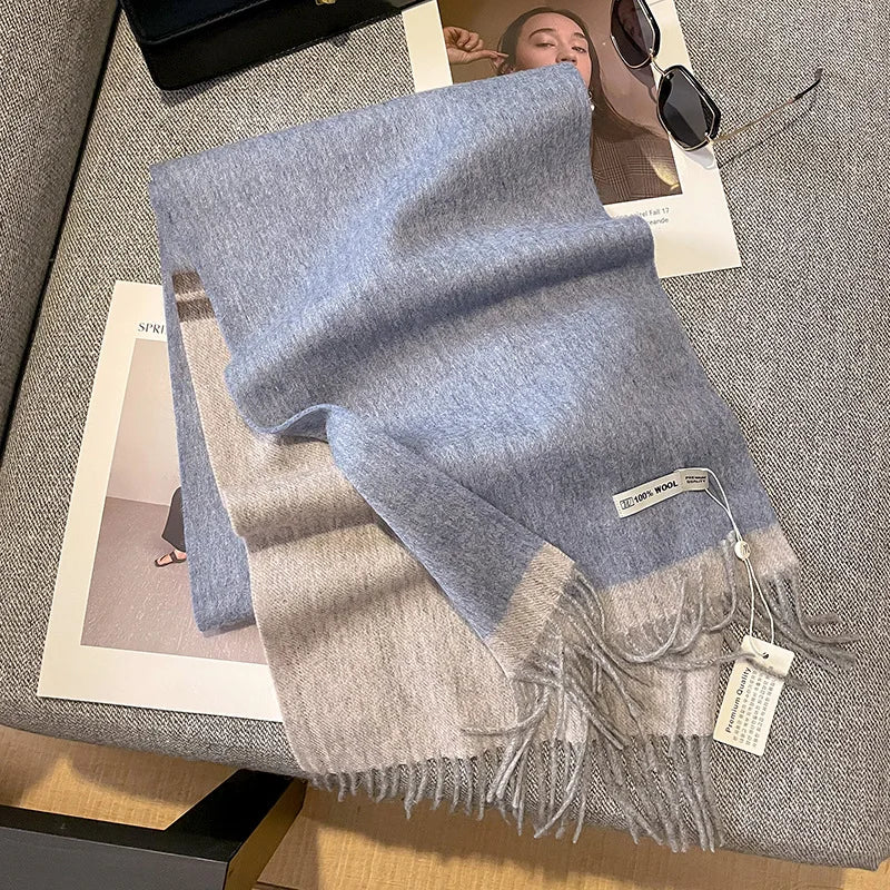 Merivelle vlněný šál pro dámy – elegantní zimní šál ze 100% vlny s šachovnicovým vzorem