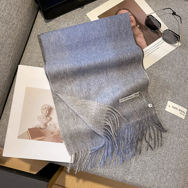 Merivelle vlněný šál pro dámy – elegantní zimní šál ze 100% vlny s šachovnicovým vzorem