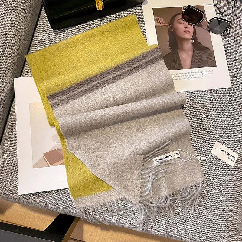 Merivelle vlněný šál pro dámy – elegantní zimní šál ze 100% vlny s šachovnicovým vzorem