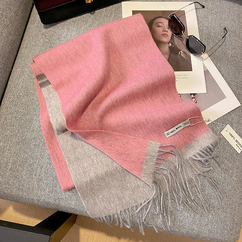 Merivelle vlněný šál pro dámy – elegantní zimní šál ze 100% vlny s šachovnicovým vzorem