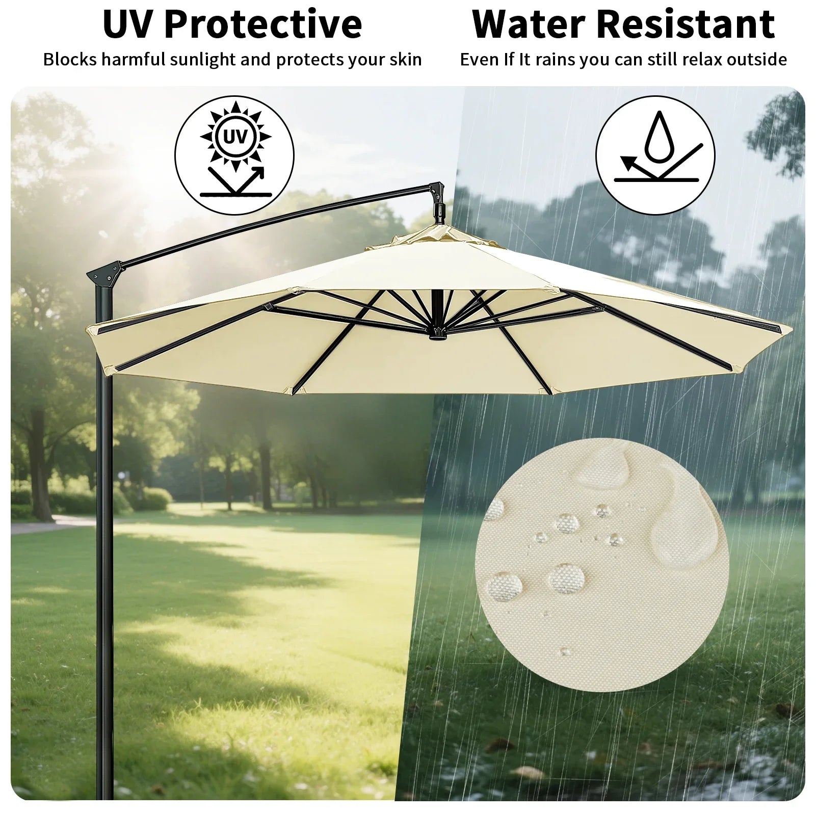 Wasserabweisender Sonnenschirmbezug mit Belüftungsöffnung für Terrasse und Balkon 3