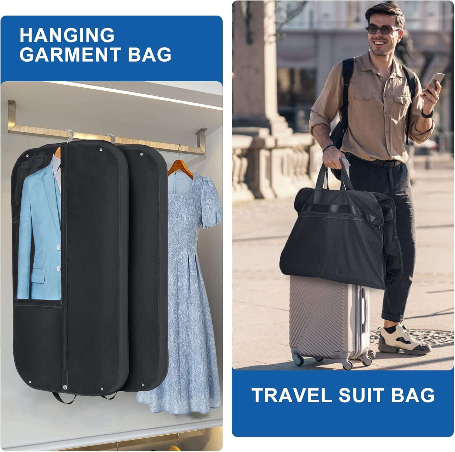 Wasserdichte Oxford-Kleidertasche – Anzughülle mit Seitenfalte und Taschen (Kaufe 1, Erhalte 1 GRATIS) 3