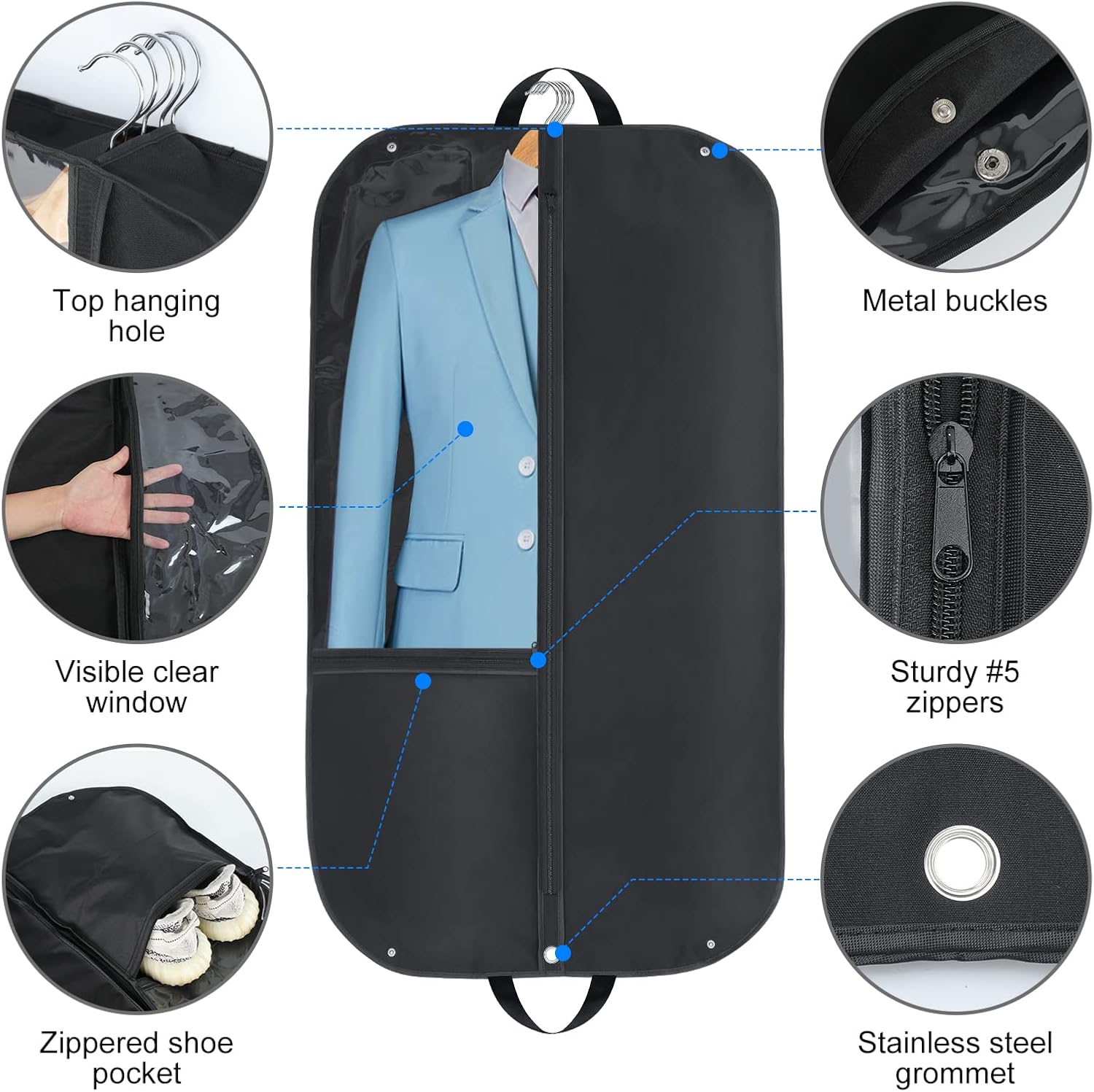 Wasserdichte Oxford-Kleidertasche – Anzughülle mit Seitenfalte und Taschen (Kaufe 1, Erhalte 1 GRATIS) 4