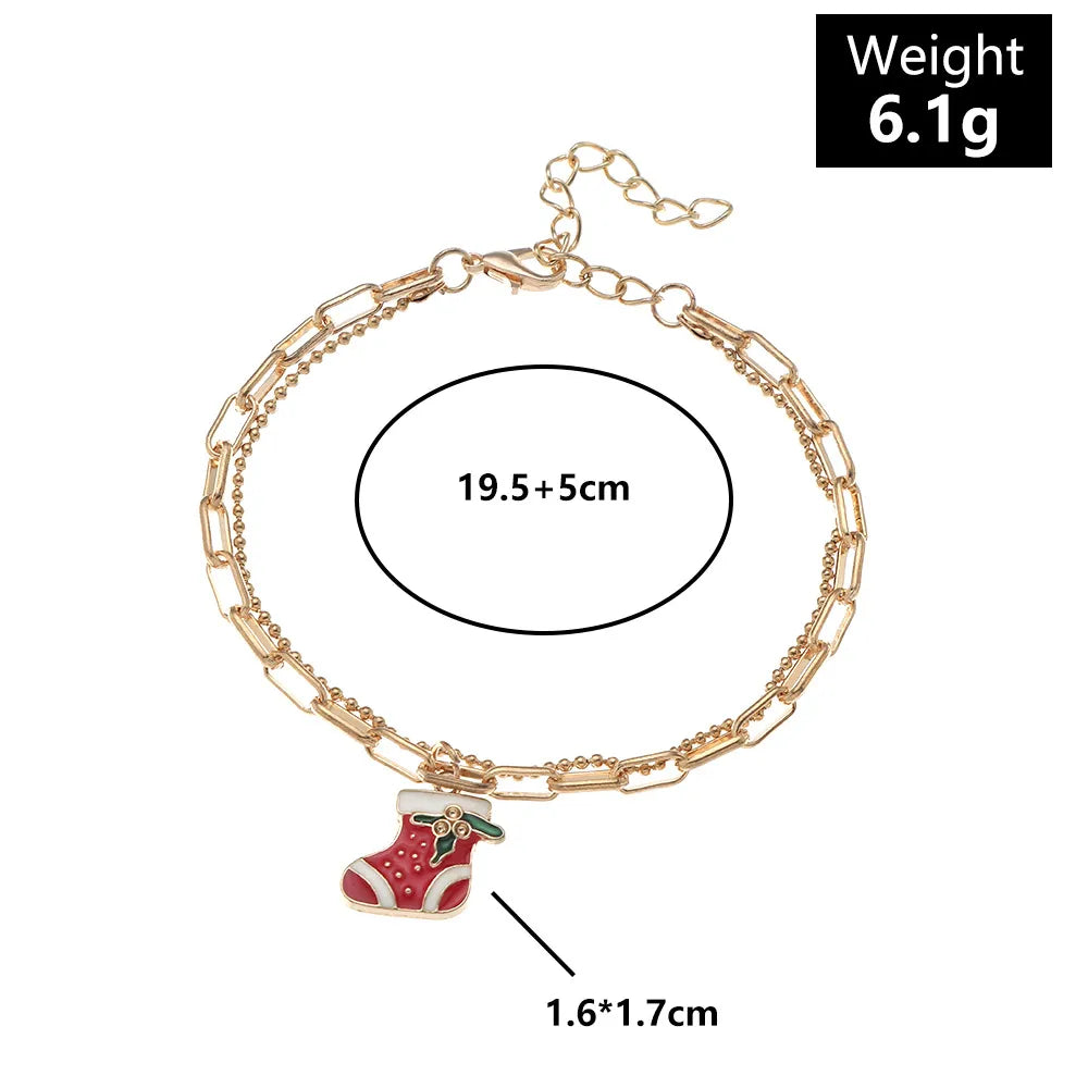 Doppellagiges Weihnacht-Charme-Armband mit Festtagsanhängern