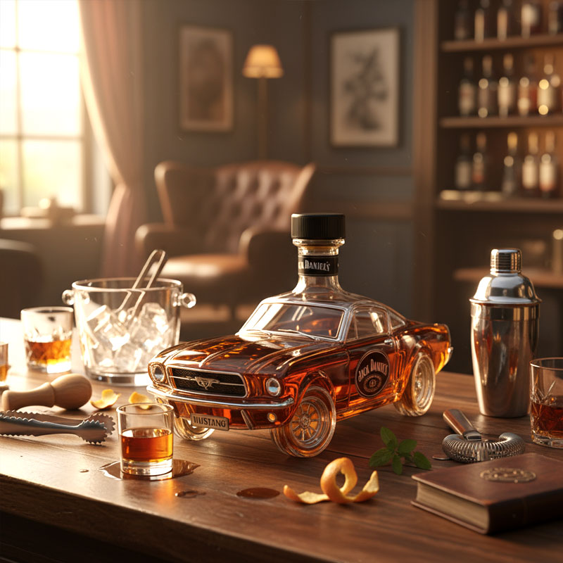 Whiskeykaraffe im Mustang-Design aus Glas, dekorativ und funktional für Hausbar 2