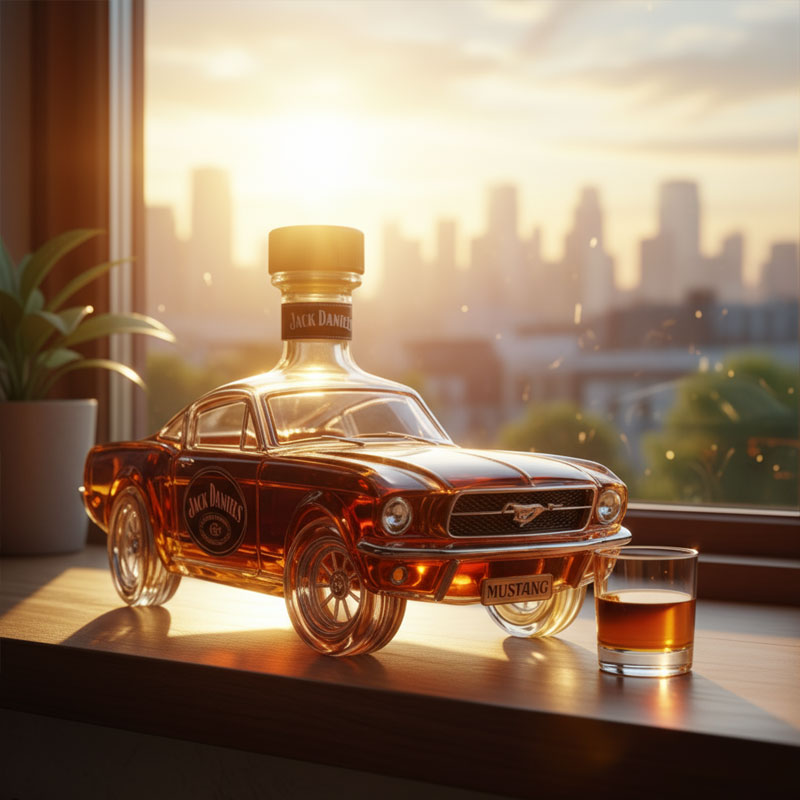 Whiskeykaraffe im Mustang-Design aus Glas, dekorativ und funktional für Hausbar 3