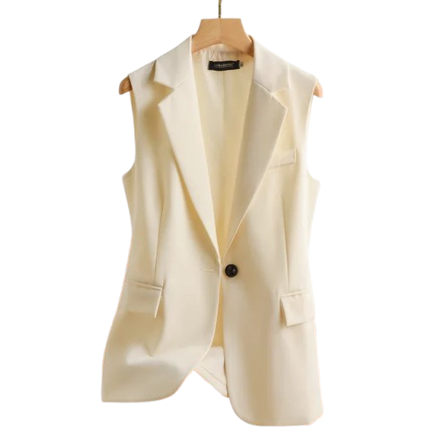 Irmgard - Gilet classique pour dames, sans manches, à simple boutonnage avec col à revers