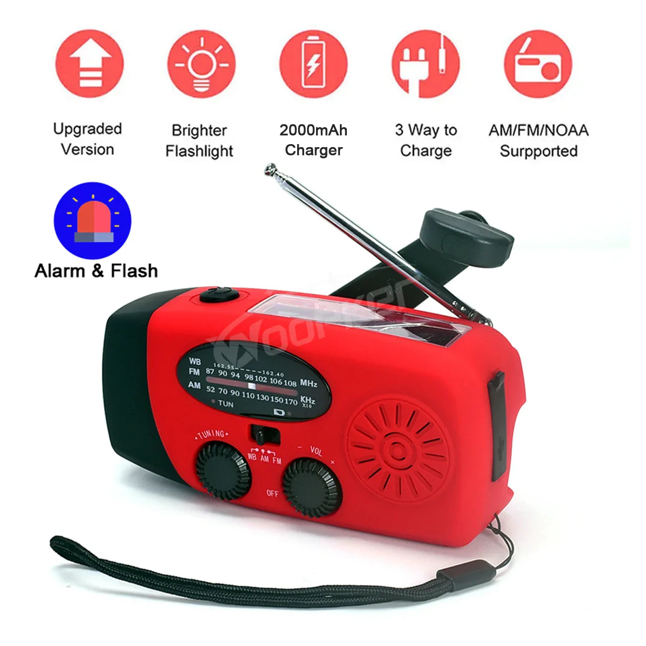 Bolendo Hiking - Nouzový Dynox s baterkou, rádiem a powerbankou