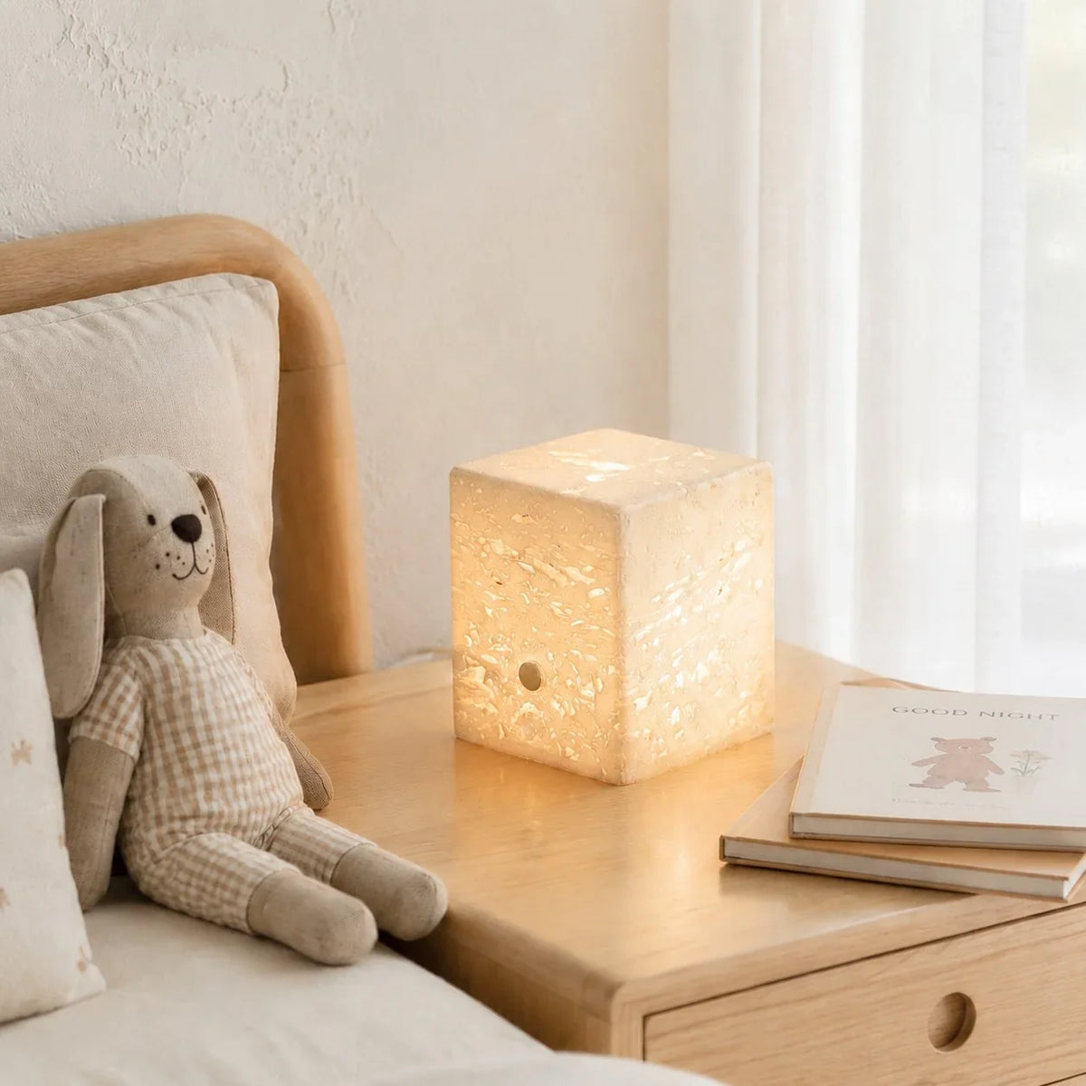Wrenn Wabi Sabi Travertine House Shaped Table Lamp 7