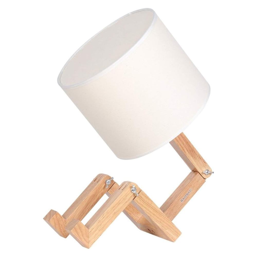 Lampada da tavolo in legno Roboter – Lampada da tavolo dal design giocoso con fascino