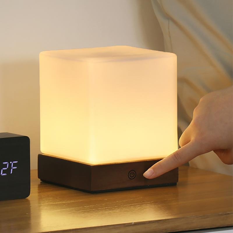 GlowCube - Batériovo napájané bezdrôtové LED stolové lampy pre severskú mini stolnú lampu