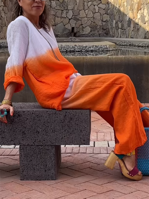 Kaia - Zweiteiliges Set aus Baumwolle und Leinen für Damen