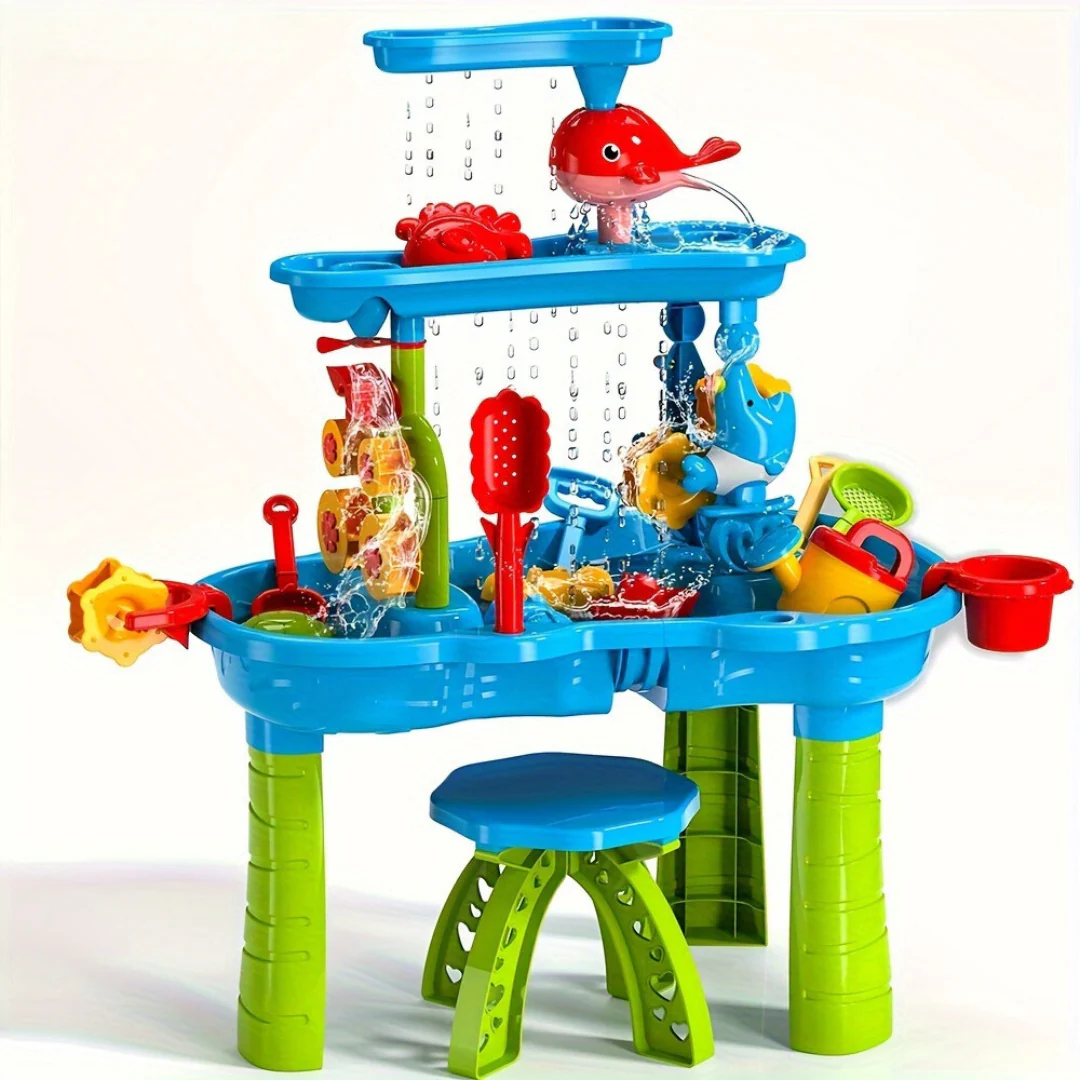 Zand- en Waterspeeltafel Kinderen – 3 Lagen met Accessoires (3+ Jaar) 1