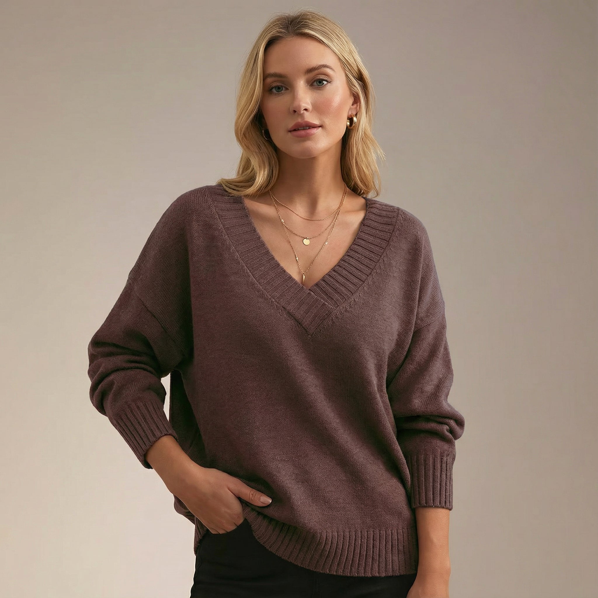 Strickpullover mit V-Ausschnitt – Weiches Material & Zeitloses Design