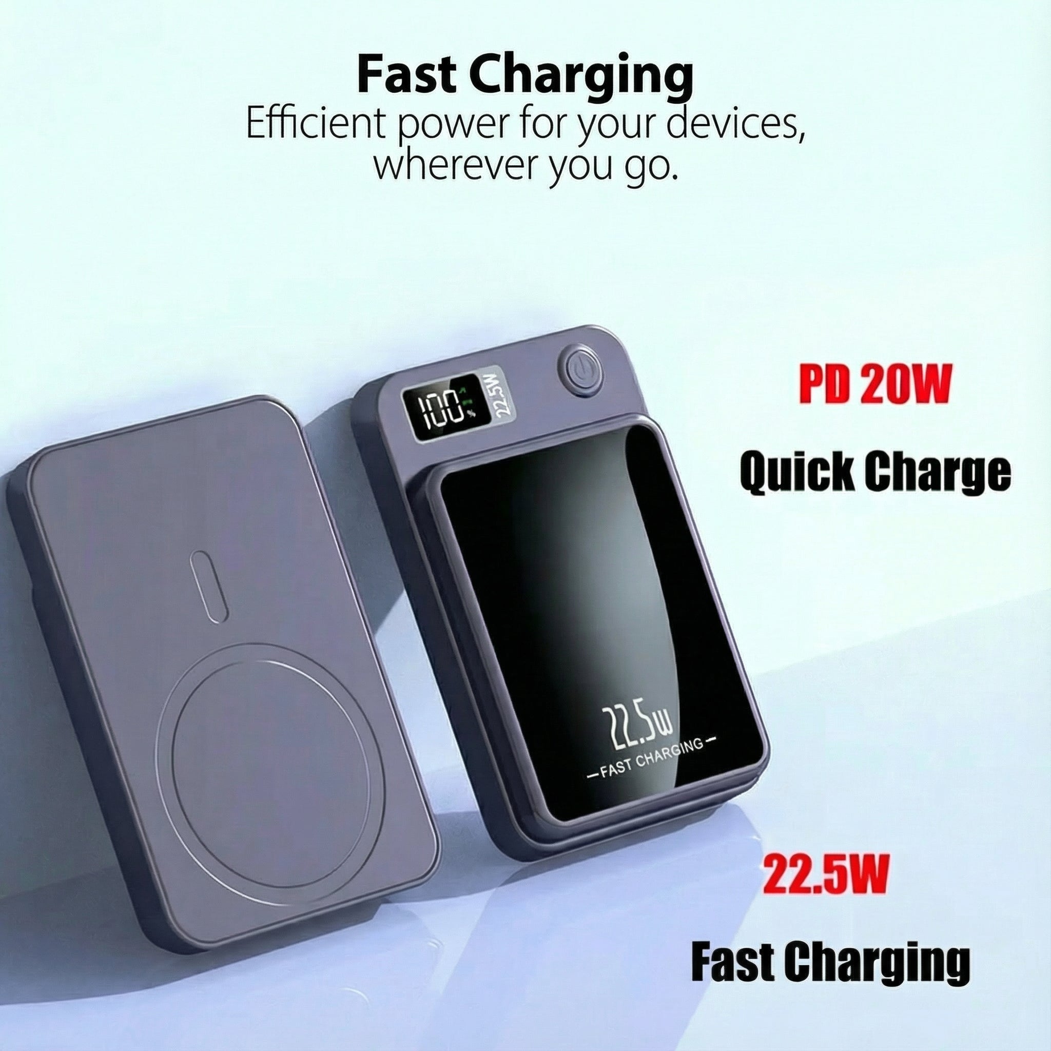 Bezdrátová powerbanka – 30000 mAh, 22,5W rychlé nabíjení a magnetický design