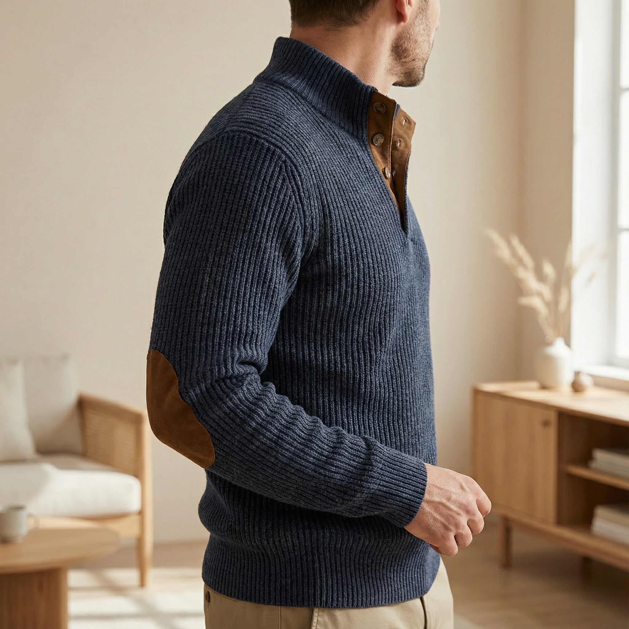 Pull-over de plein air pour hommes – Tricot structuré, matériau robuste et coupe confortable