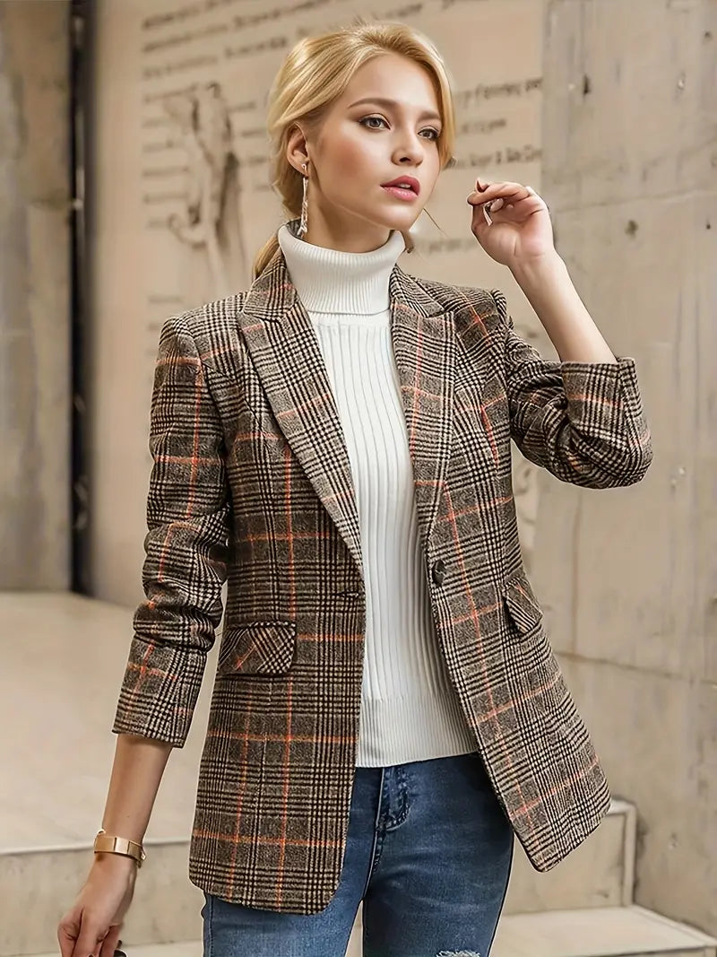 Karierter Damenblazer Elegant & Tailliert